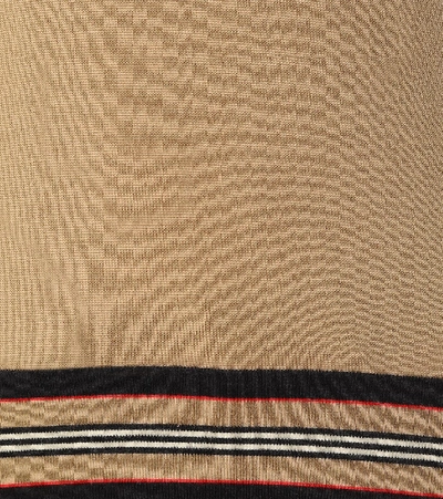 Shop Burberry Icon Stripe Merino Wool Sweater In Beige