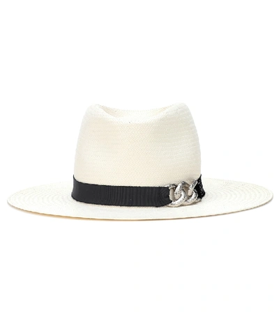 Shop Maison Michel Charles Straw Hat In White