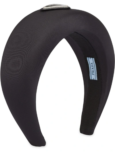 Shop Prada Logo-plaque Wide Headband In Black