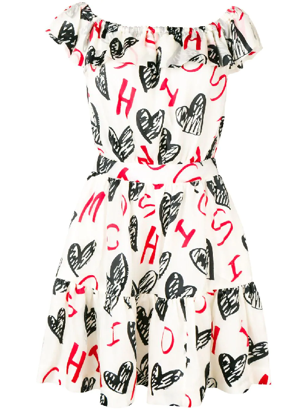 Moschino Gerüschtes Kleid Mit Logo 