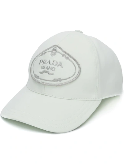 Shop Prada Logo Patch Baseball Cap In White