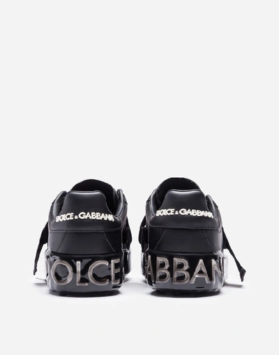 Shop Dolce & Gabbana Portofino Melt Sneakers In Nappa Calfskin In Black