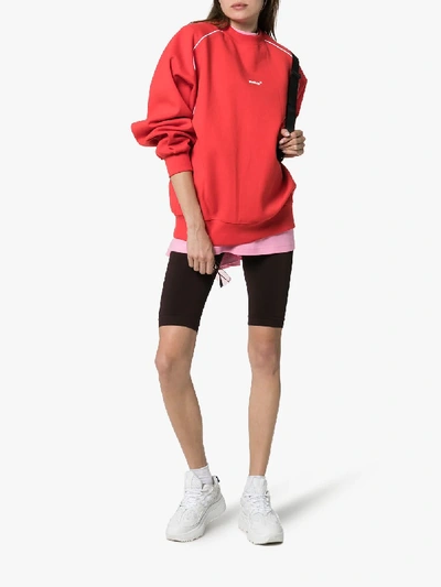 Shop Ader Error Oversized Contrast-piping Cotton-blend Sweatshirt In Red