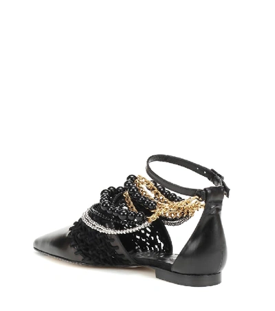 Shop Loewe Leather Ballet Flats In Black