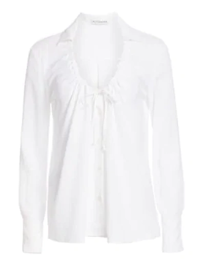 Shop Altuzarra Bowie Stretch Silk Bow Blouse In White