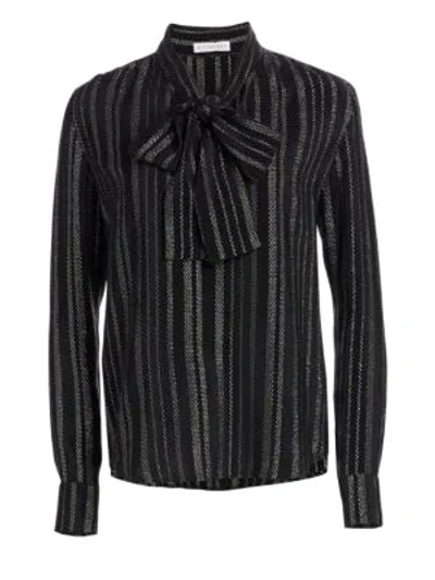 Shop Altuzarra Visage Stretch-silk Bow Blouse In Black