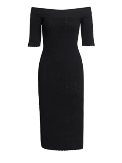 Shop Altuzarra Stansfield Off-the-shoulder Knit Midi Dress In Black