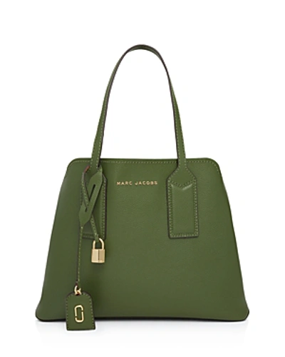 Shop Marc Jacobs The Editor Leather Tote In Sage Green/gold