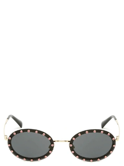 Shop Valentino Swarovski Oval Shaped Sunglasses In Multi