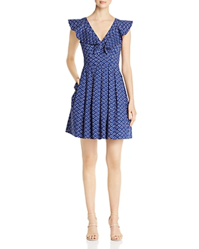 Shop Kate Spade New York Geo-dot Flounce Dress In Amulet Blue