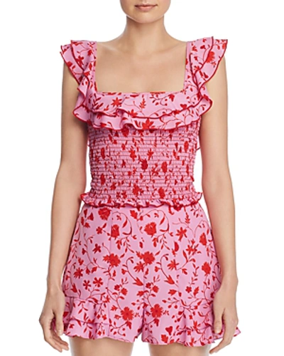 LIKELY ATHENA RUFFLED PRINTED SMOCKED TOP YW2813030Y