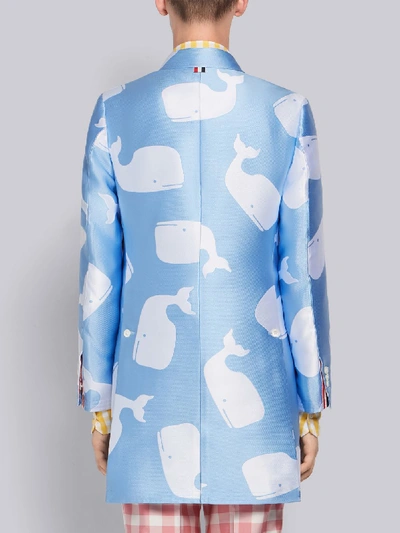 Shop Thom Browne Whale Icon Chesterfield Overcoat In Blue