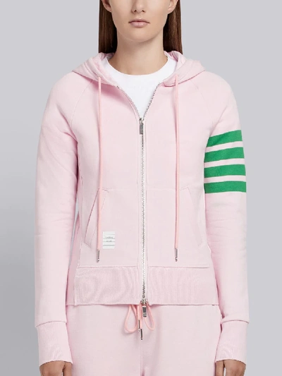 Shop Thom Browne Classic 4-bar Loopback Hoodie In Pink