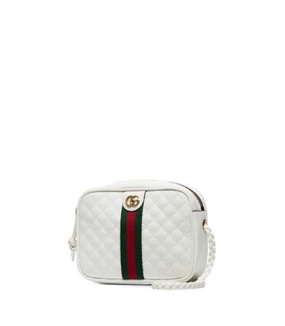 Shop Gucci Traputana Quilted Leather Mini Bag In White Multi