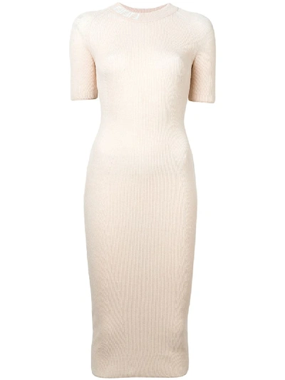Shop Fendi Fitted Mid-length Dress - Neutrals