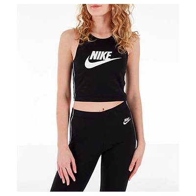 Shop Nike Women's Sportswear Heritage Cropped Tank Top In Black Size X-large Cotton/spandex