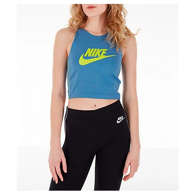 Shop Nike Women's Sportswear Heritage Cropped Tank Top In Blue