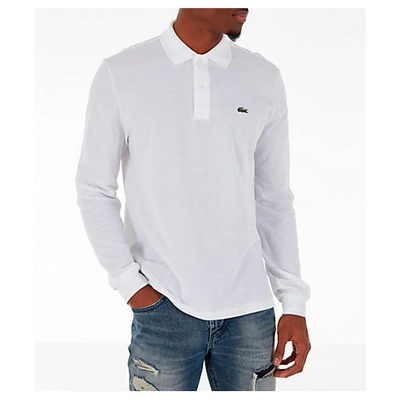 Shop Lacoste Men's Classic Pique Polo Long-sleeve Shirt In White