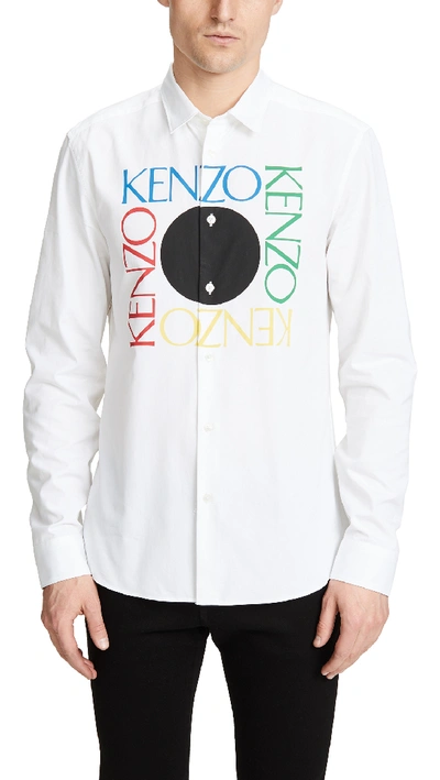 Shop Kenzo Logo Slim Fit Shirt In White