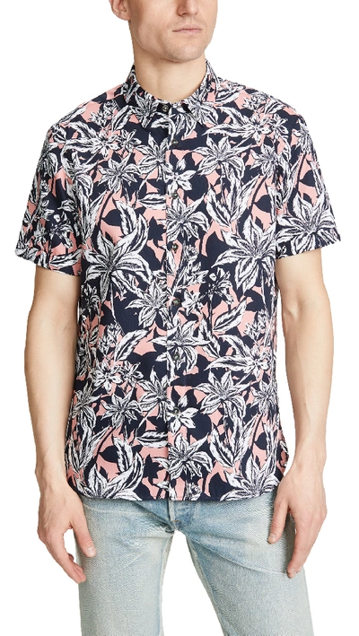 Shop Ted Baker Octapss Short Sleeve Shirt In Coral