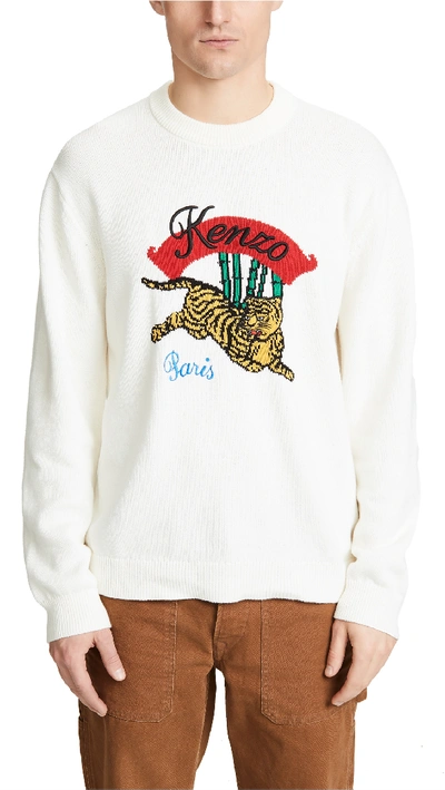 Shop Kenzo Jumping Tiger Sweater In White