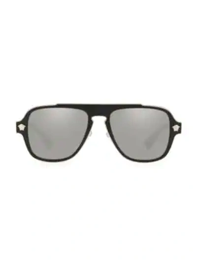 Shop Versace Men's 56mm Pilot Sunglasses In Black