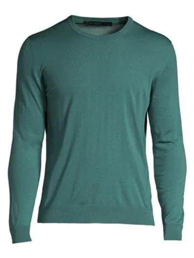 Shop Kiton Wool Crewneck Sweater In Green