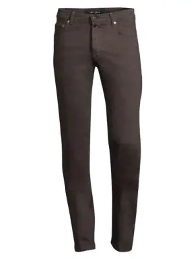 Shop Kiton Stretch-cotton Straight-leg Jeans In Charcoal
