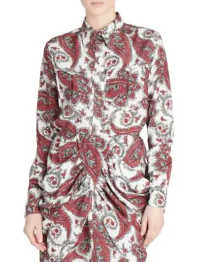 Shop Isabel Marant Tania Paisley Blouse In Red Multi
