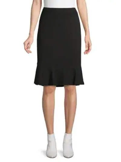 Shop Calvin Klein Flounce-hem Pencil Skirt In Black