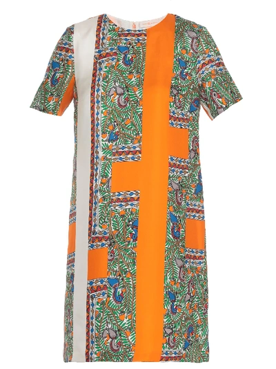 Shop Tory Burch Printed Silk Dress In Wild Stripe