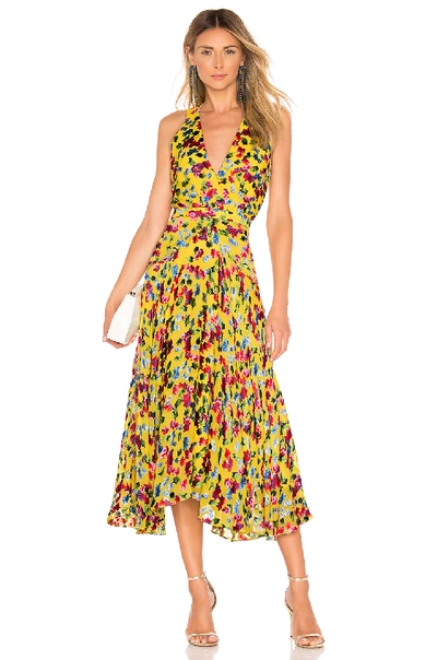 Shop Saloni Rita Dress In Yellow Gardenia