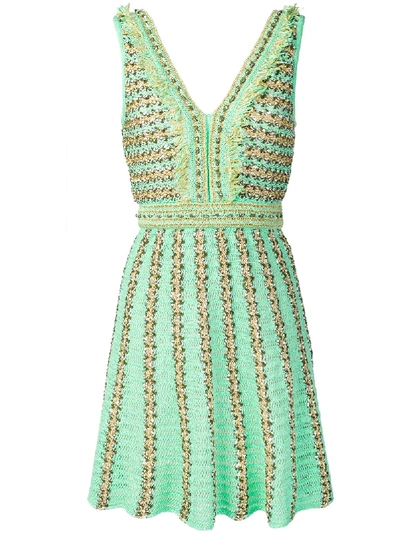 Shop M Missoni Metallic Knitted Dress - Green