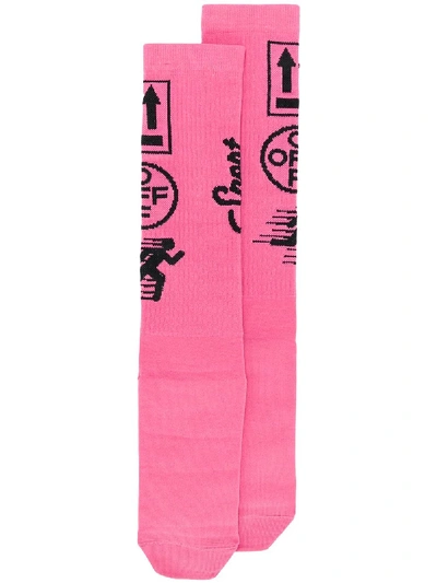 Shop Off-white Icon Printed Socks - Pink