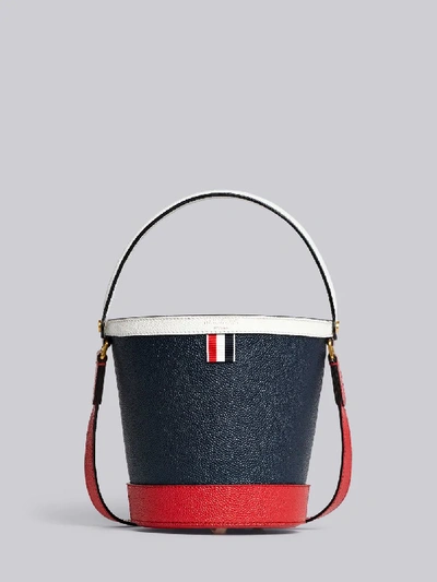 Shop Thom Browne Fun Mix Leather Sand Bucket Bag In Blue