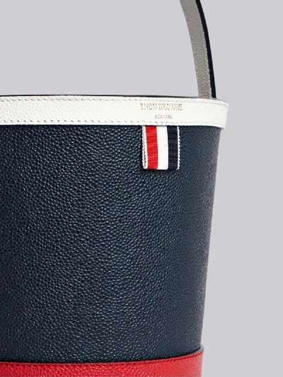 Shop Thom Browne Fun Mix Leather Sand Bucket Bag In Blue