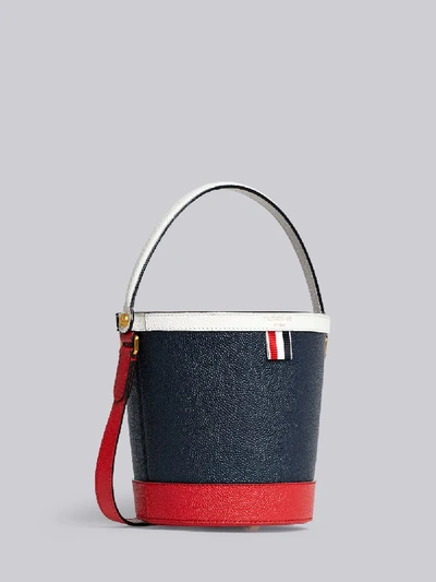 Shop Thom Browne Fun Mix Leather Sand Bucket Bag In Blue