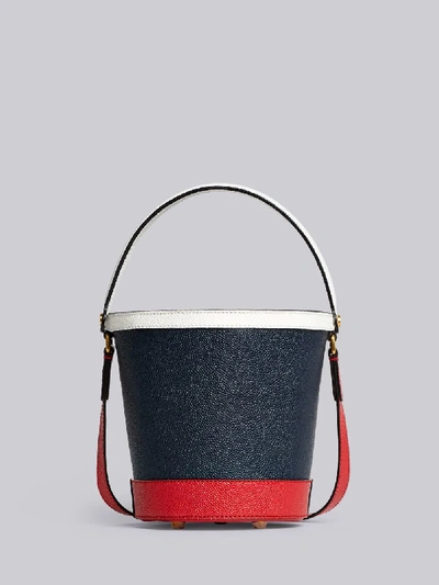 Shop Thom Browne Fun Mix Leather Sand Bucket Bag In Blue