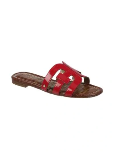 Shop Sam Edelman Bay Flat Patent Leather Sandals In Red