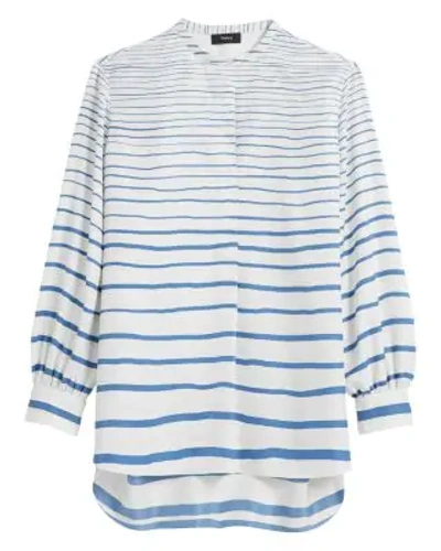 Shop Theory Popover Silk Tunic In Blue