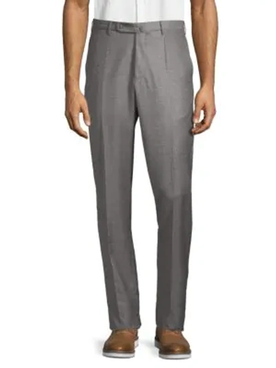 Shop Incotex Classic Wool Pants In Medium Grey