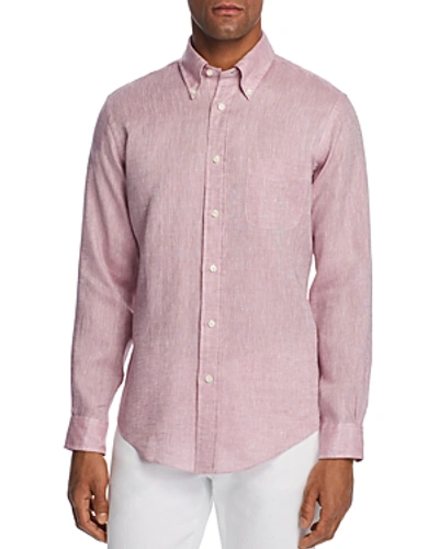 Shop Brooks Brothers Linen Classic Fit Button-down Shirt In Dark Pink