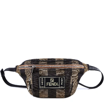 Shop Fendi Logo Striped Belt Bag In Brown