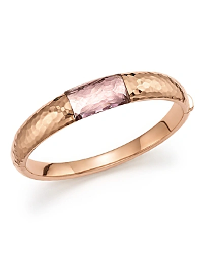 Shop Roberto Coin 18k Rose Gold Martellato Bangle With Amethyst In Purple/rose