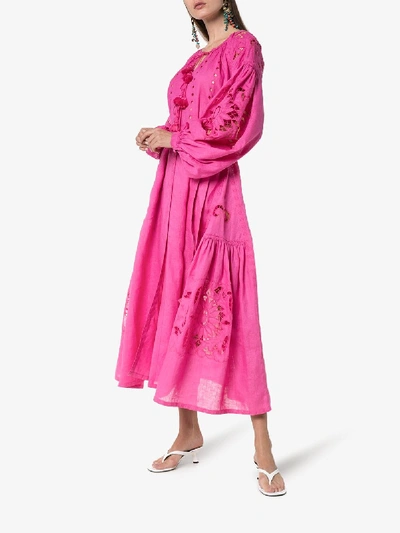 Shop Vita Kin Sunflower Linen Maxi Dress In Pink