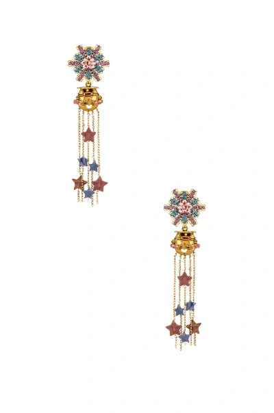 Shop Mercedes Salazar Murcielago Entre Estrellas Rosadas Earrings In Blue. In Gold