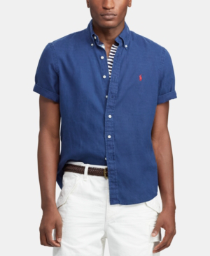 ralph lauren linen short sleeve shirt