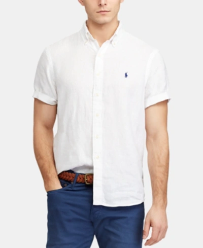 Shop Polo Ralph Lauren Men's Classic Fit Linen Shirt In Pure White