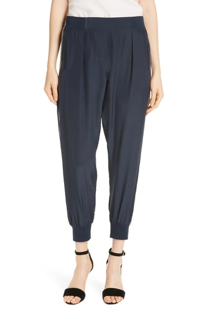 Shop Atm Anthony Thomas Melillo Side Stripe Silk Pants In Midnight