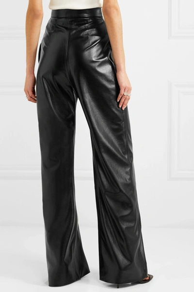 Shop Materiel Pleated Faux Leather Wide-leg Pants In Black